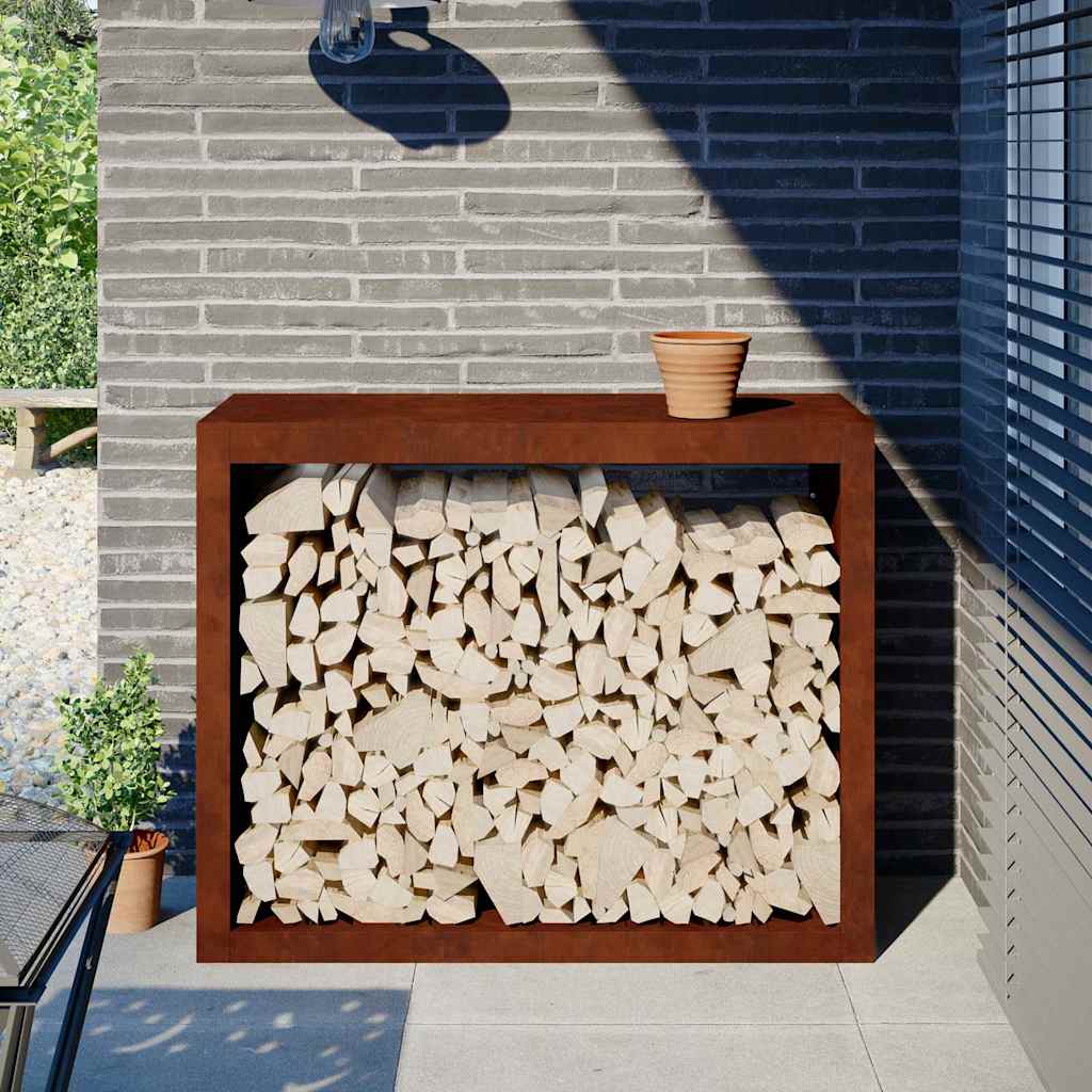 Firewood Rack 100x40x80 cm Weathering Steel