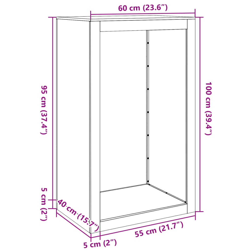 vidaXL Firewood Rack White 60x40x100 cm Steel