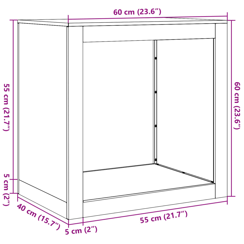 vidaXL Firewood Rack Black 60x40x60 cm Steel