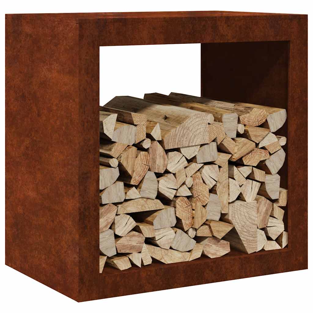 Firewood Rack 60x40x60 cm Weathering Steel