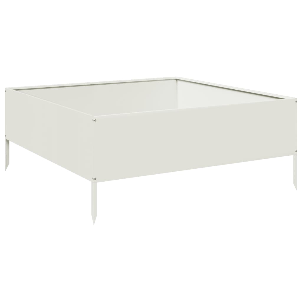 Garden Raised Bed White 100x100x41 cm Steel