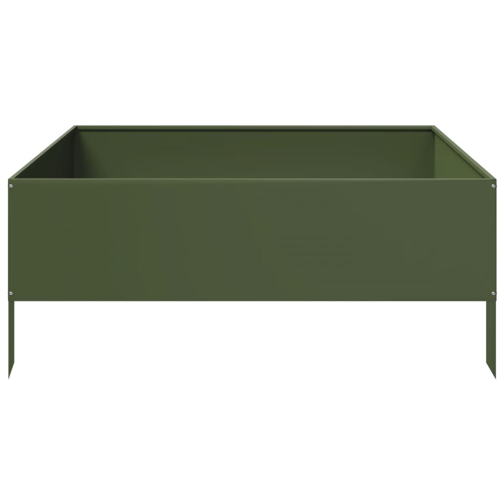Garden Raised Bed Olive green 100x100x41 cm Steel