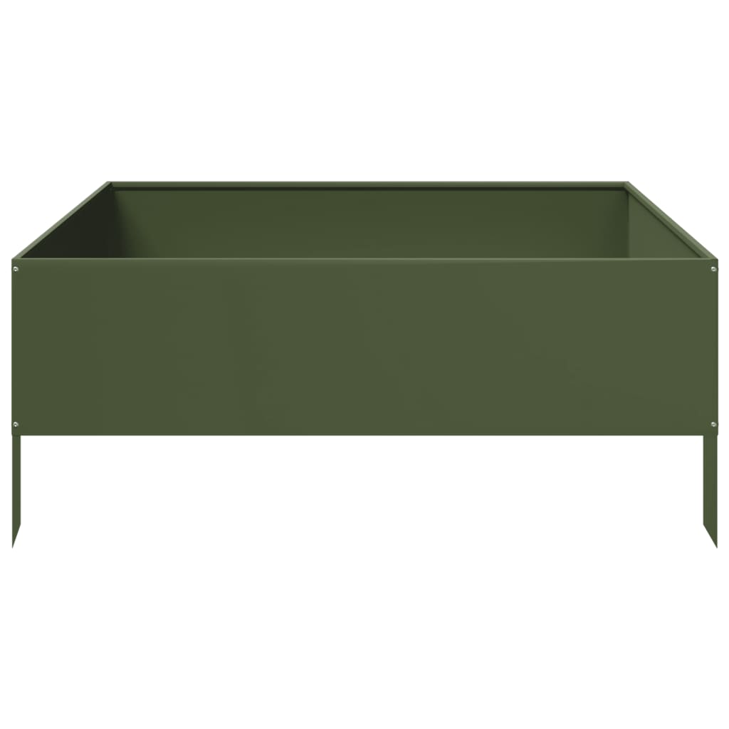 Garden Raised Bed Olive green 100x100x41 cm Steel