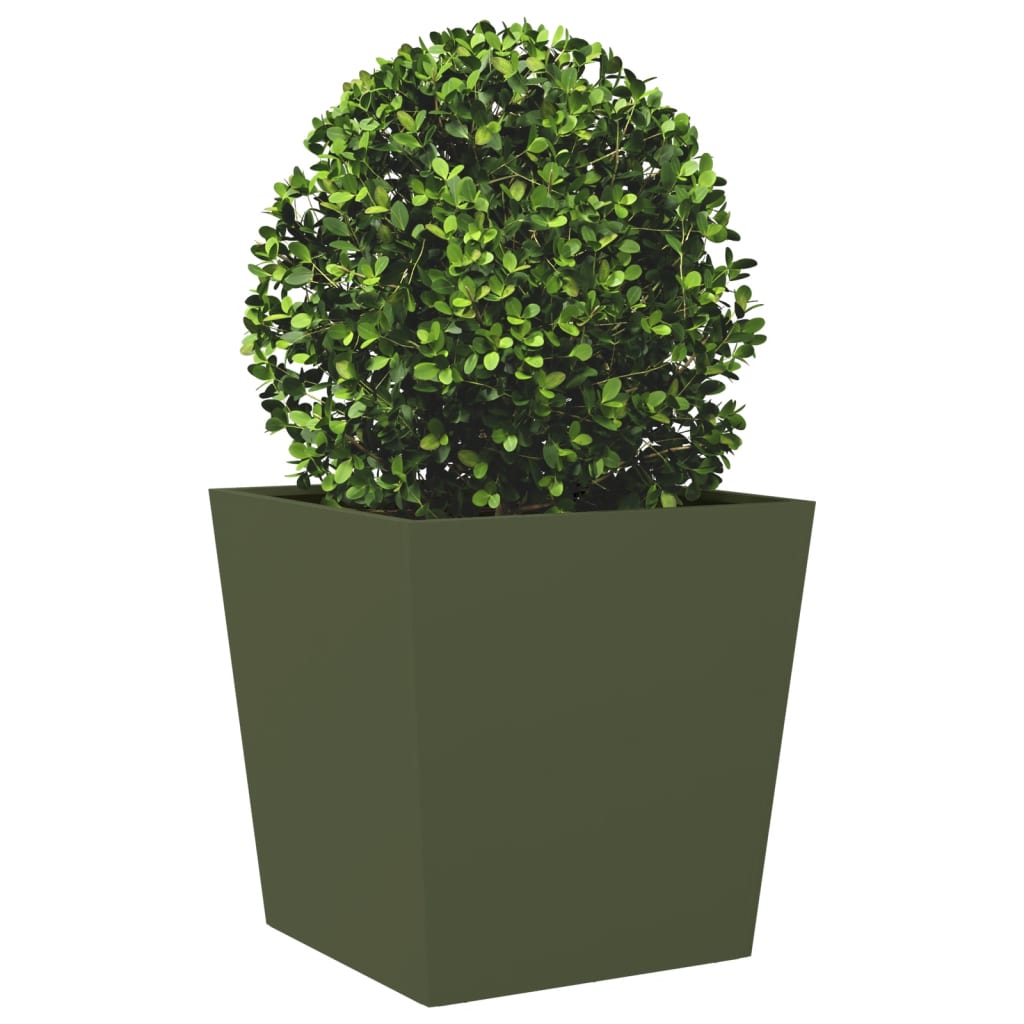 vidaXL Garden Planters Olive Green 2 pcs 50x50x50 cm Steel