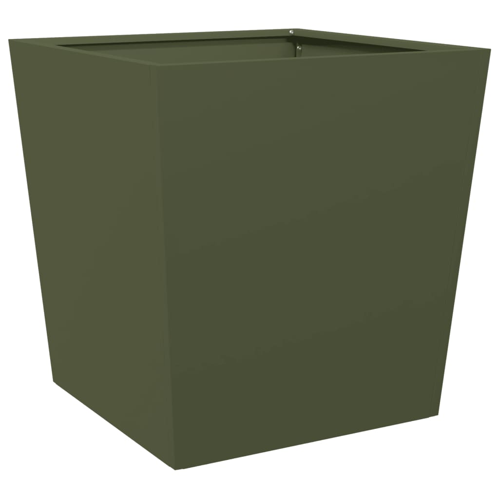 vidaXL Garden Planters Olive Green 2 pcs 50x50x50 cm Steel