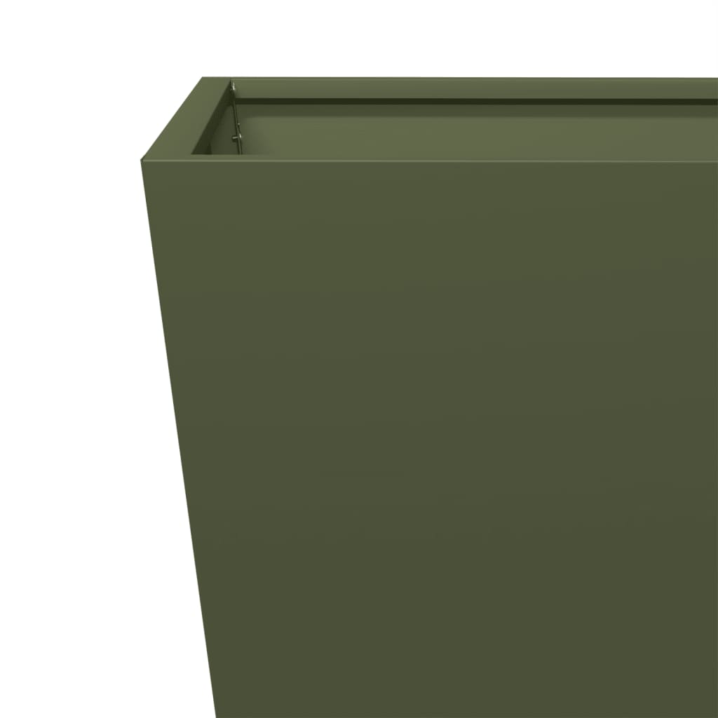 vidaXL Garden Planters Olive Green 2 pcs 50x50x50 cm Steel