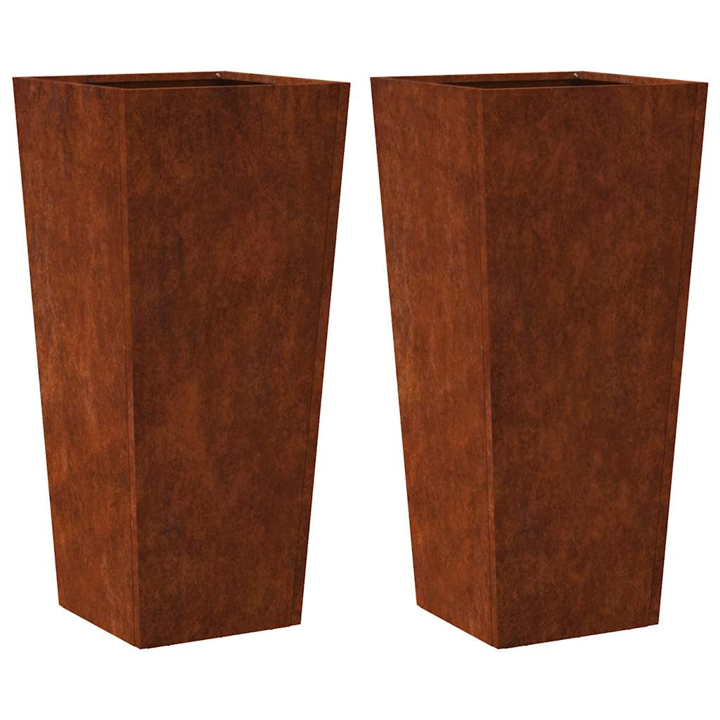 Garden Planters 2 pcs 35x35x75 cm Weathering Steel