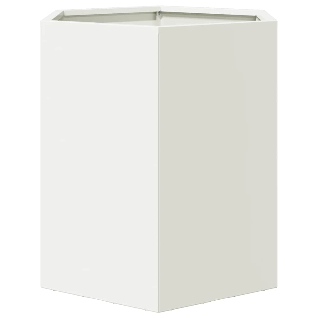 Garden Planter 2 pcs White Hexagon 46x40x45 cm Steel