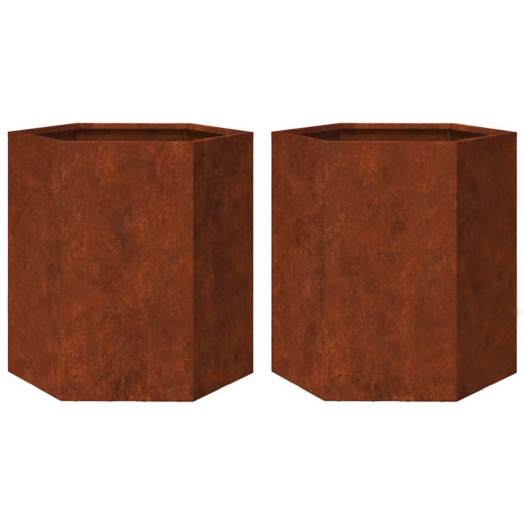 Garden Planters 2 pcs Hexagon 46x40x45 cm Weathering Steel