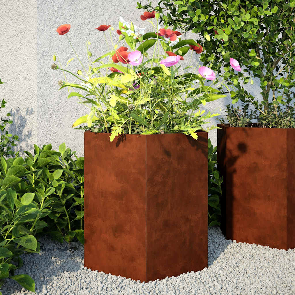Garden Planters 2 pcs Hexagon 46x40x45 cm Weathering Steel