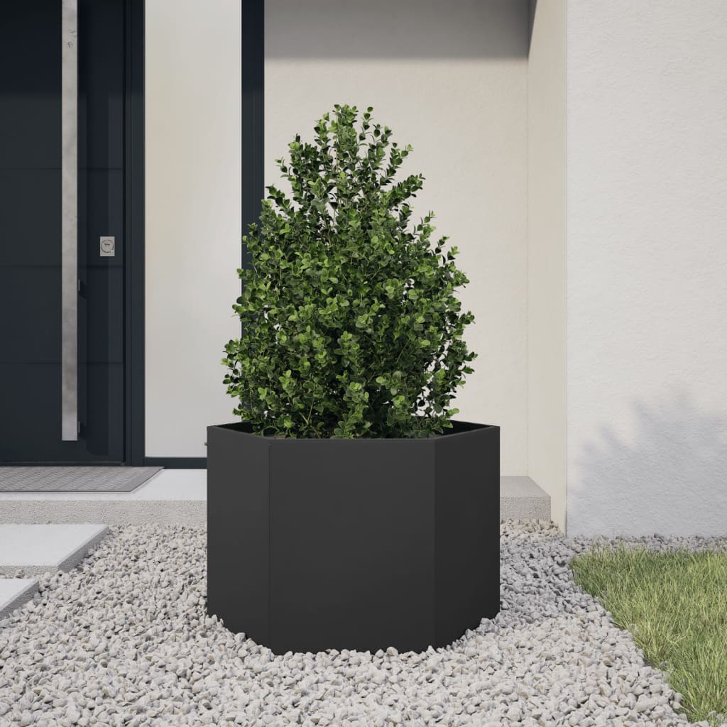 vidaXL Garden Planter Black Hexagon 69x60x45 cm Steel