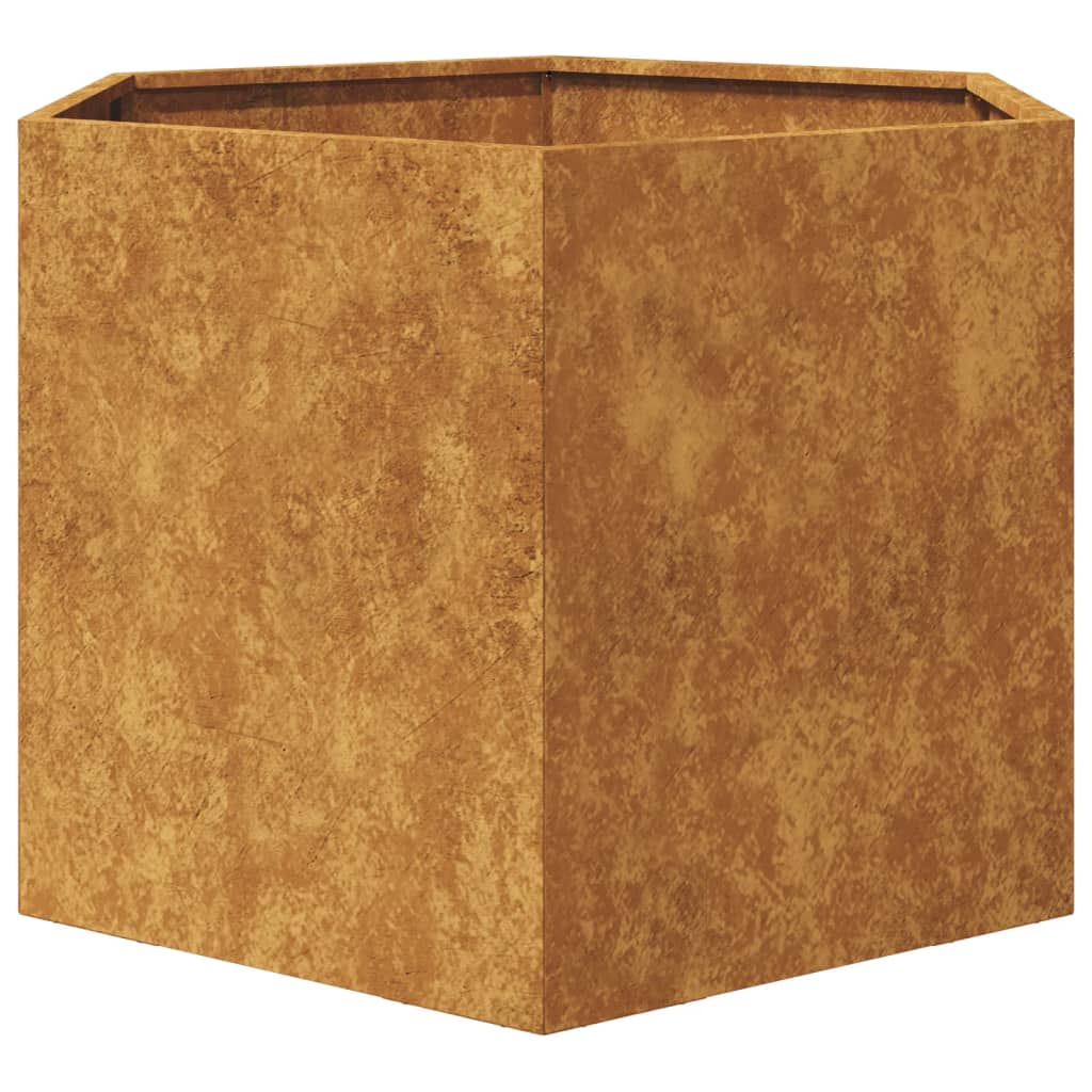 vidaXL Garden Planter Hexagon 69x60x45 cm Weathering Steel