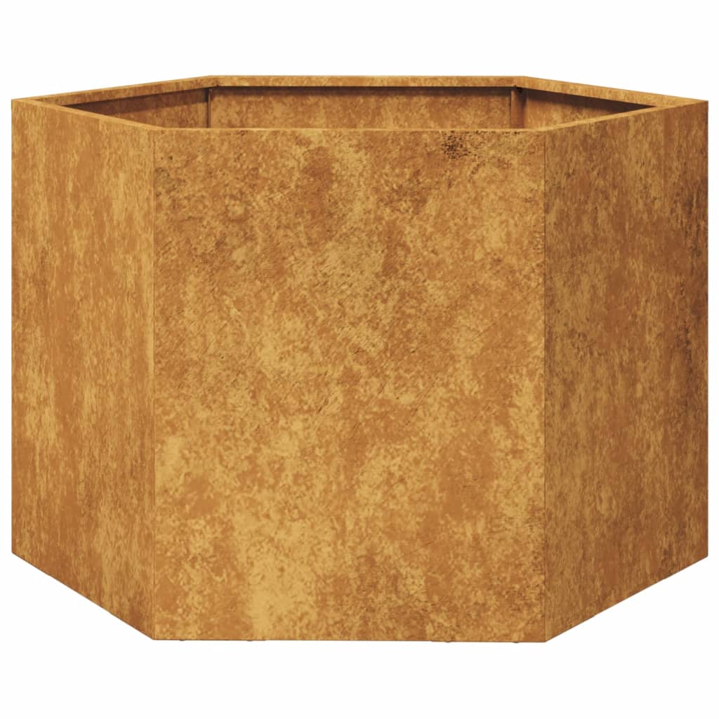 vidaXL Garden Planter Hexagon 69x60x45 cm Weathering Steel