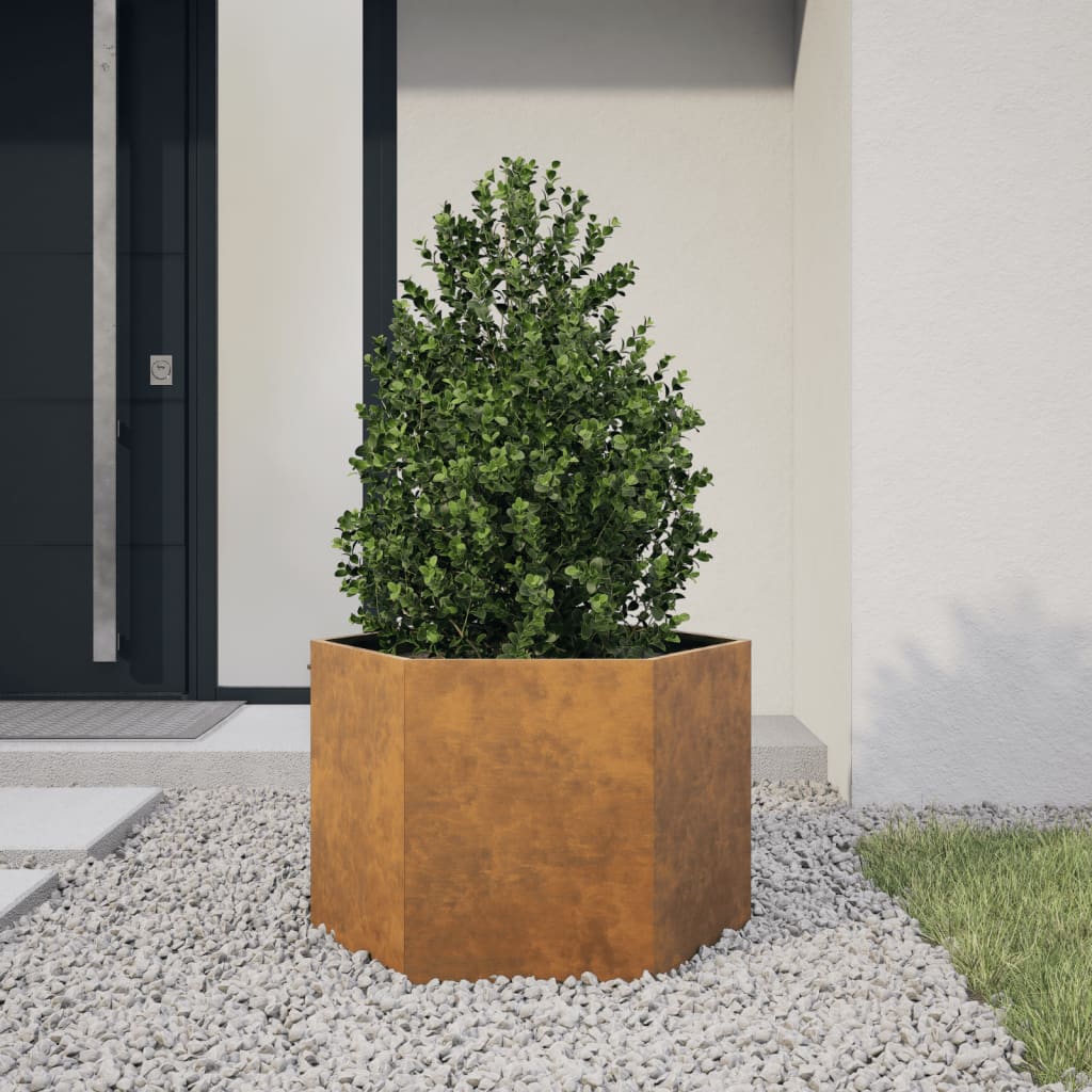 vidaXL Garden Planter Hexagon 69x60x45 cm Weathering Steel