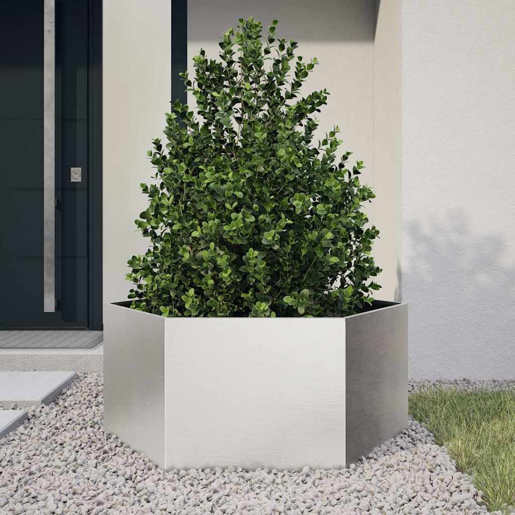 Garden Planter Hexagon 104x90x45 cm Stainless Steel
