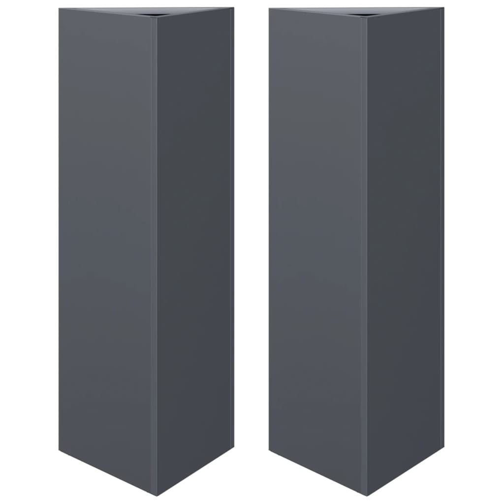 vidaXL Garden Planters 2 pcs Anthracite Triangular 30x26x75 cm Steel