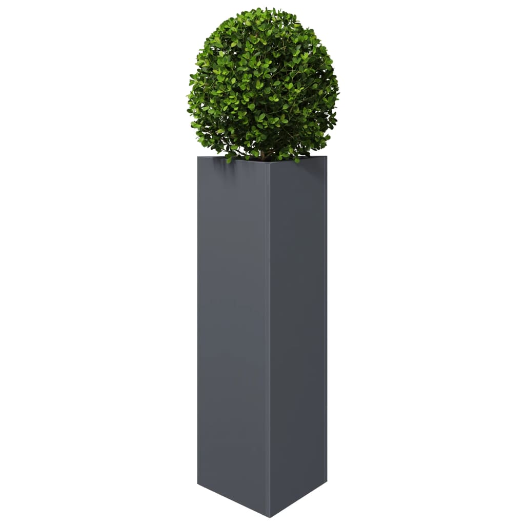 vidaXL Garden Planters 2 pcs Anthracite Triangular 30x26x75 cm Steel