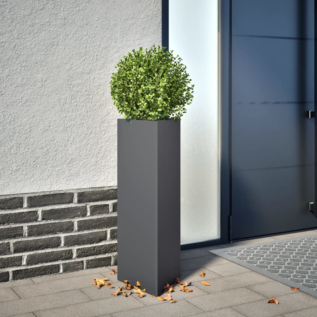 vidaXL Garden Planters 2 pcs Anthracite Triangular 30x26x75 cm Steel