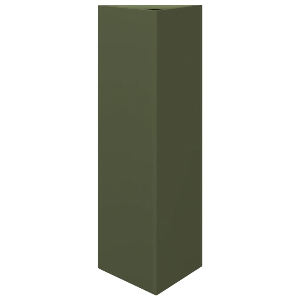 vidaXL Garden Planters 2 pcs Olive Green Triangular 30x26x75 cm Steel