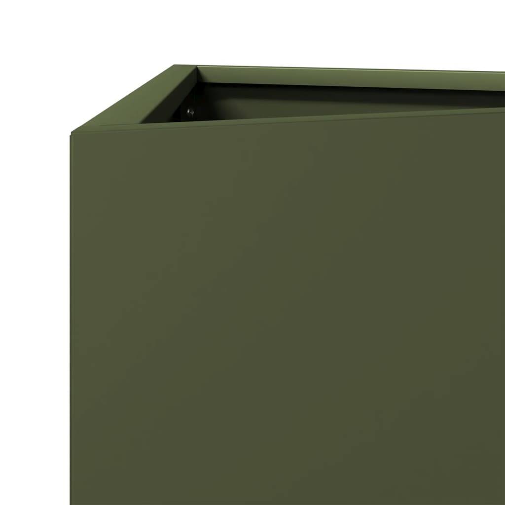 vidaXL Garden Planters 2 pcs Olive Green Triangular 30x26x75 cm Steel