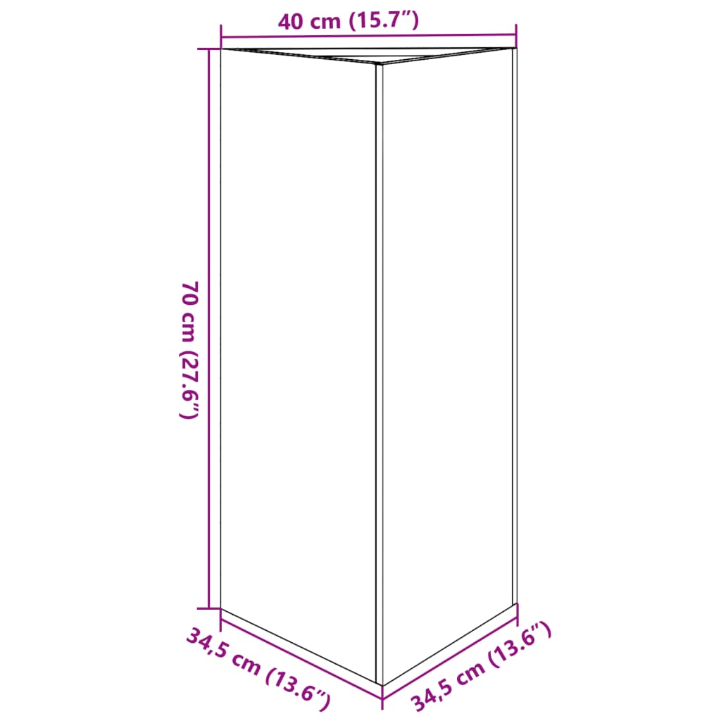 Garden Planter White Triangular 40x34.5x75 cm Steel