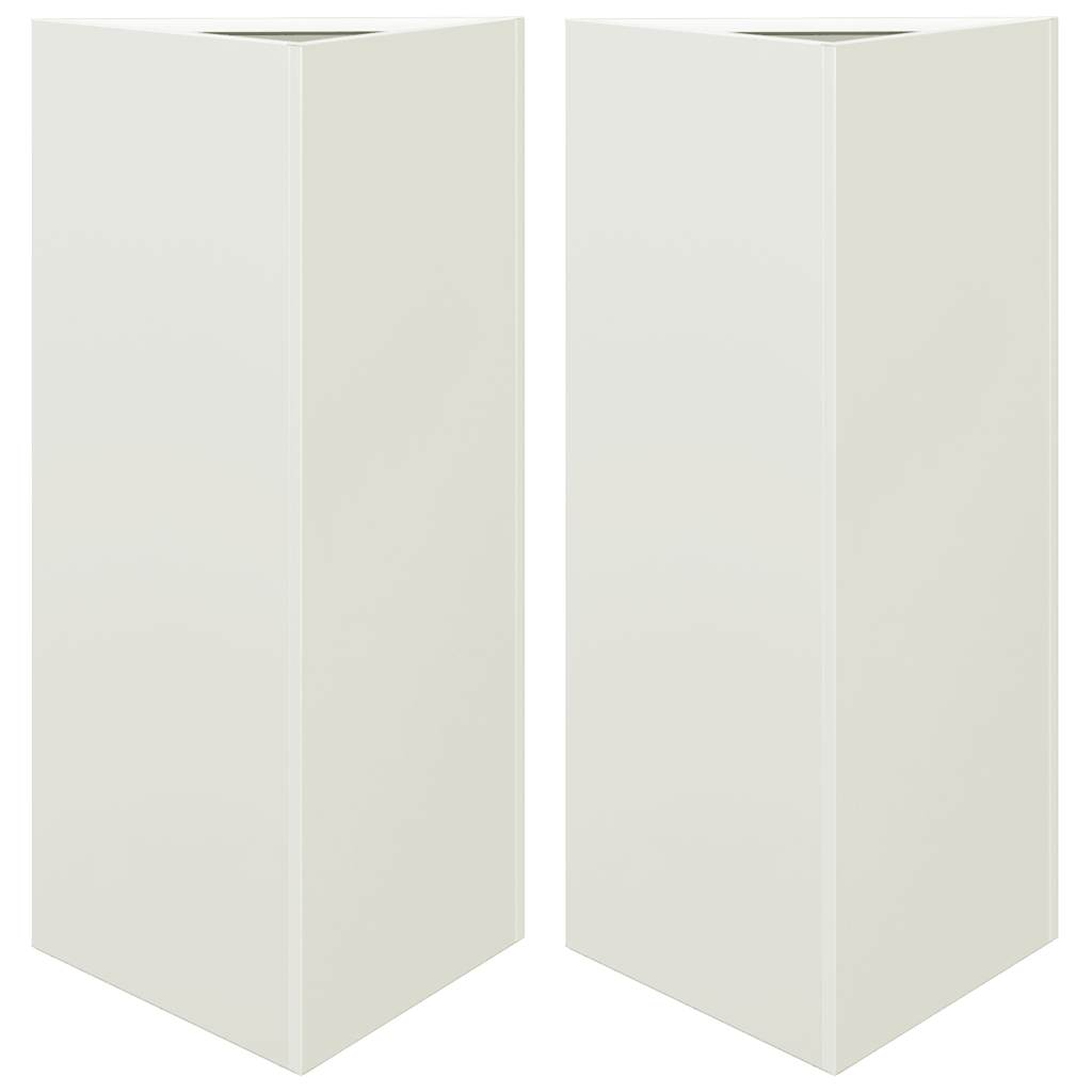 vidaXL Garden Planters 2 pcs White Triangular 40x34.5x70 cm Steel