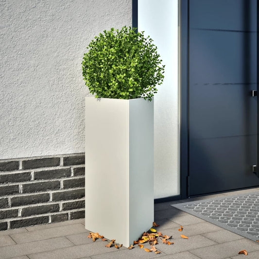 vidaXL Garden Planters 2 pcs White Triangular 40x34.5x70 cm Steel