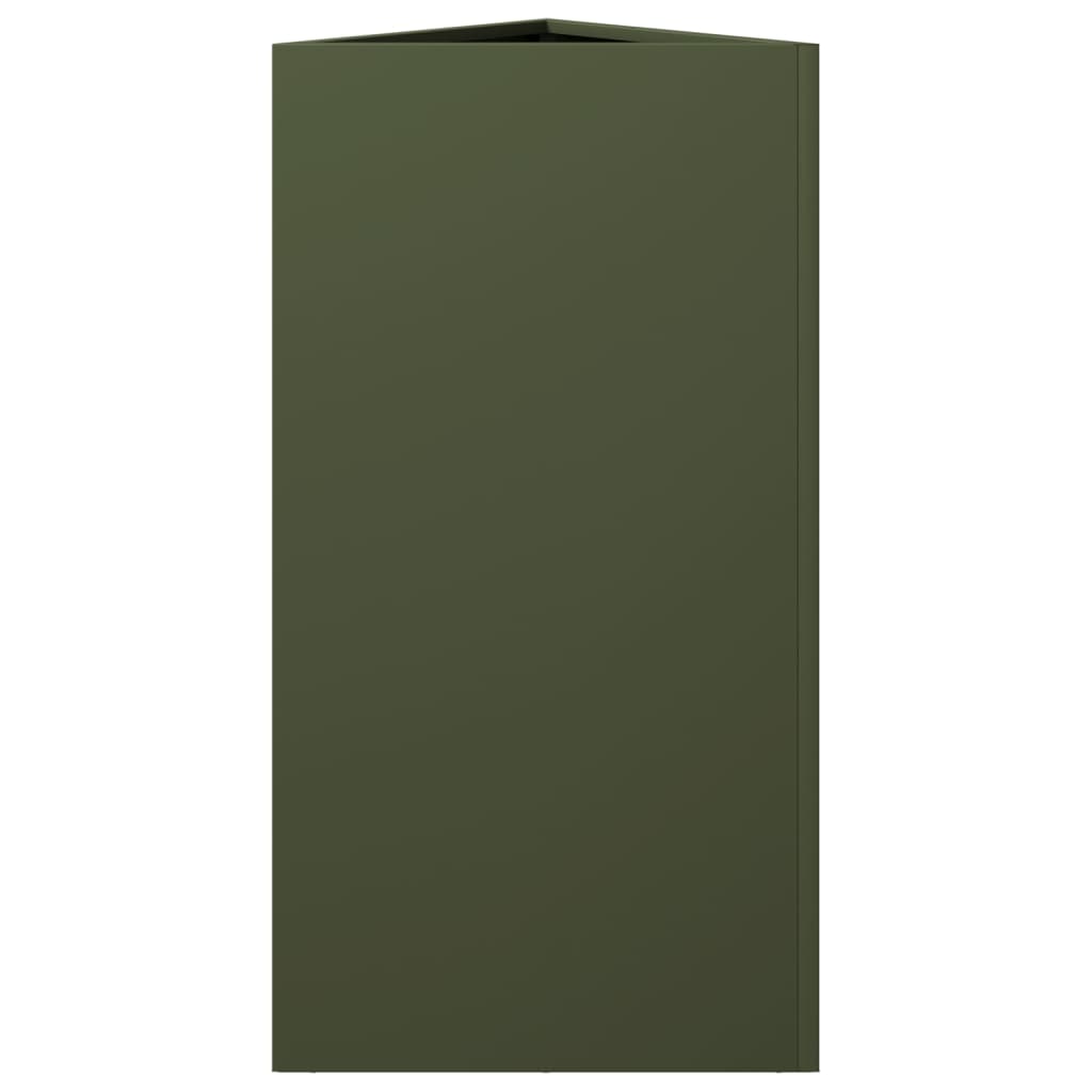 Garden Planter Olive Green Triangular 40x34.5x75 cm Steel