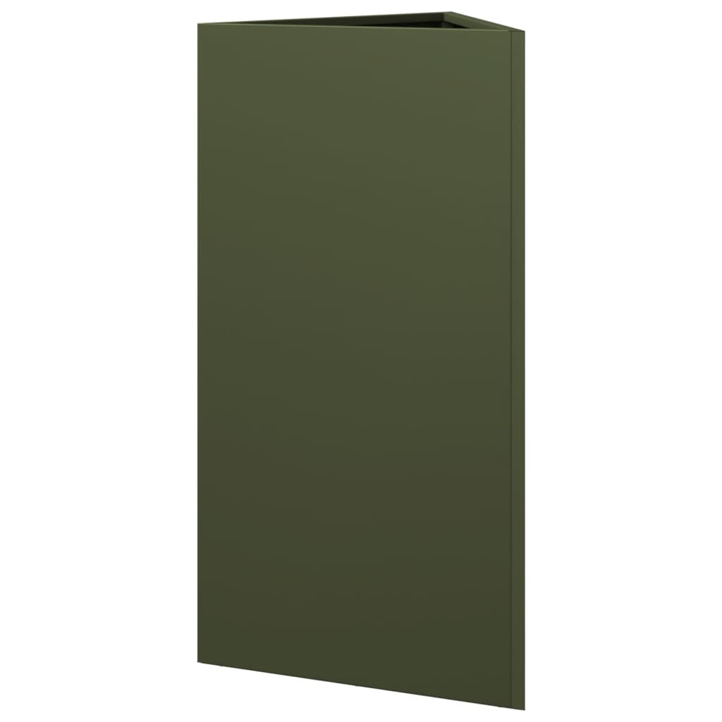 Garden Planter Olive Green Triangular 40x34.5x75 cm Steel