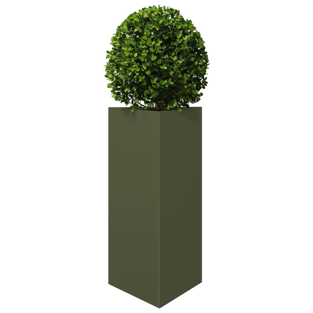 Garden Planters 2 pcs Olive Green Triangular 40x34.5x75 cm Steel