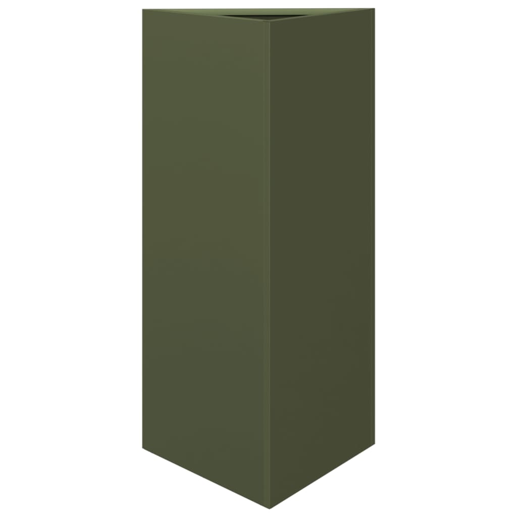Garden Planters 2 pcs Olive Green Triangular 40x34.5x75 cm Steel
