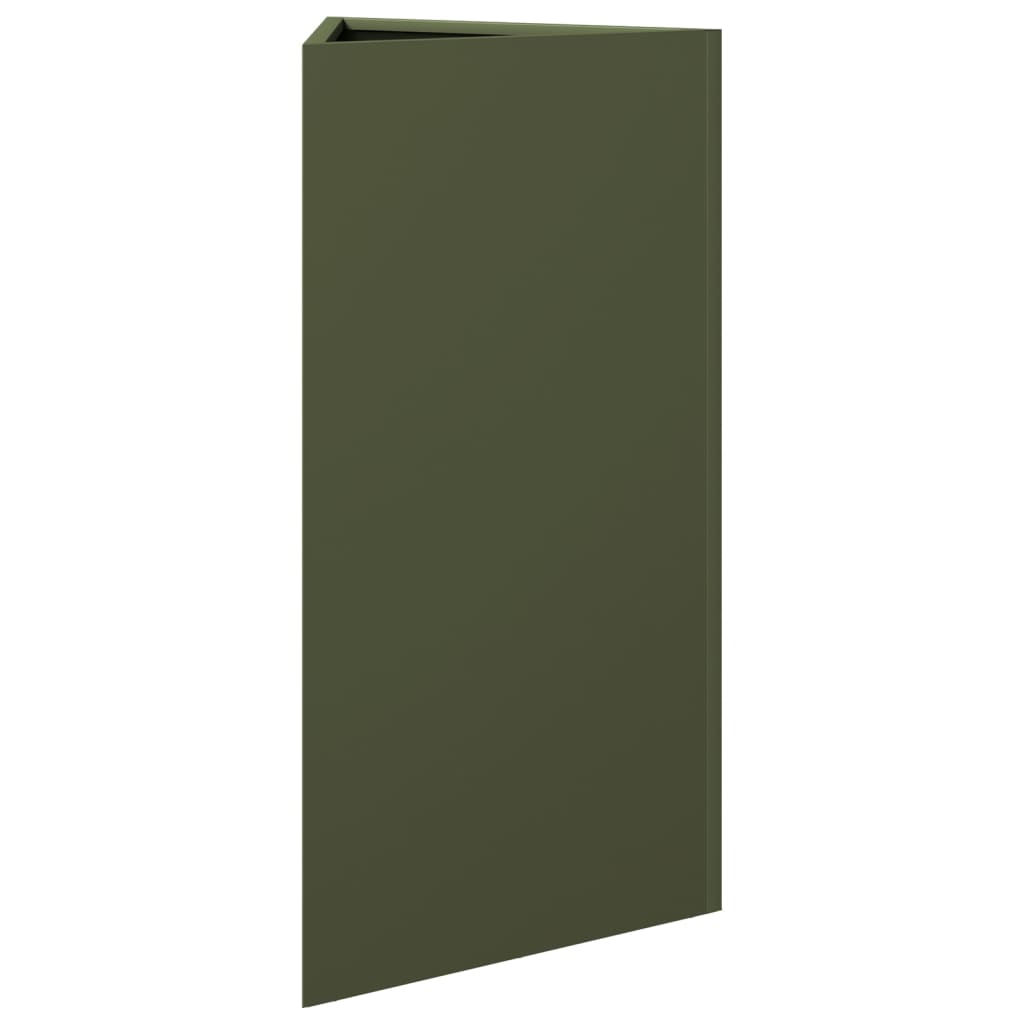Garden Planters 2 pcs Olive Green Triangular 40x34.5x75 cm Steel