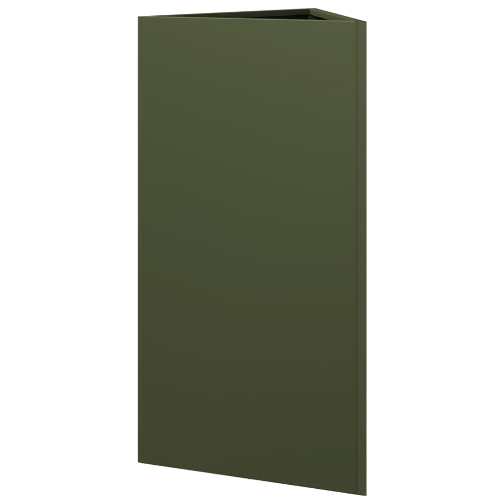 Garden Planters 2 pcs Olive Green Triangular 40x34.5x75 cm Steel