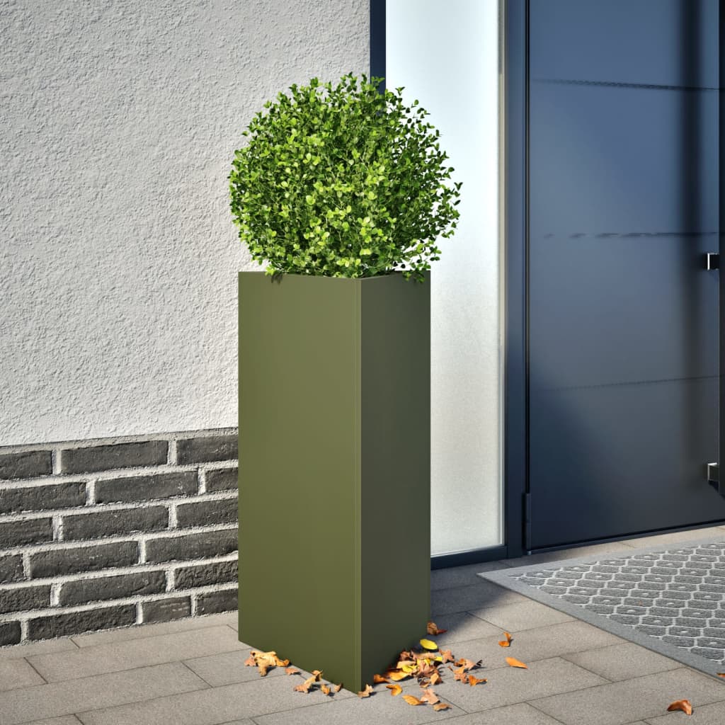 Garden Planters 2 pcs Olive Green Triangular 40x34.5x75 cm Steel
