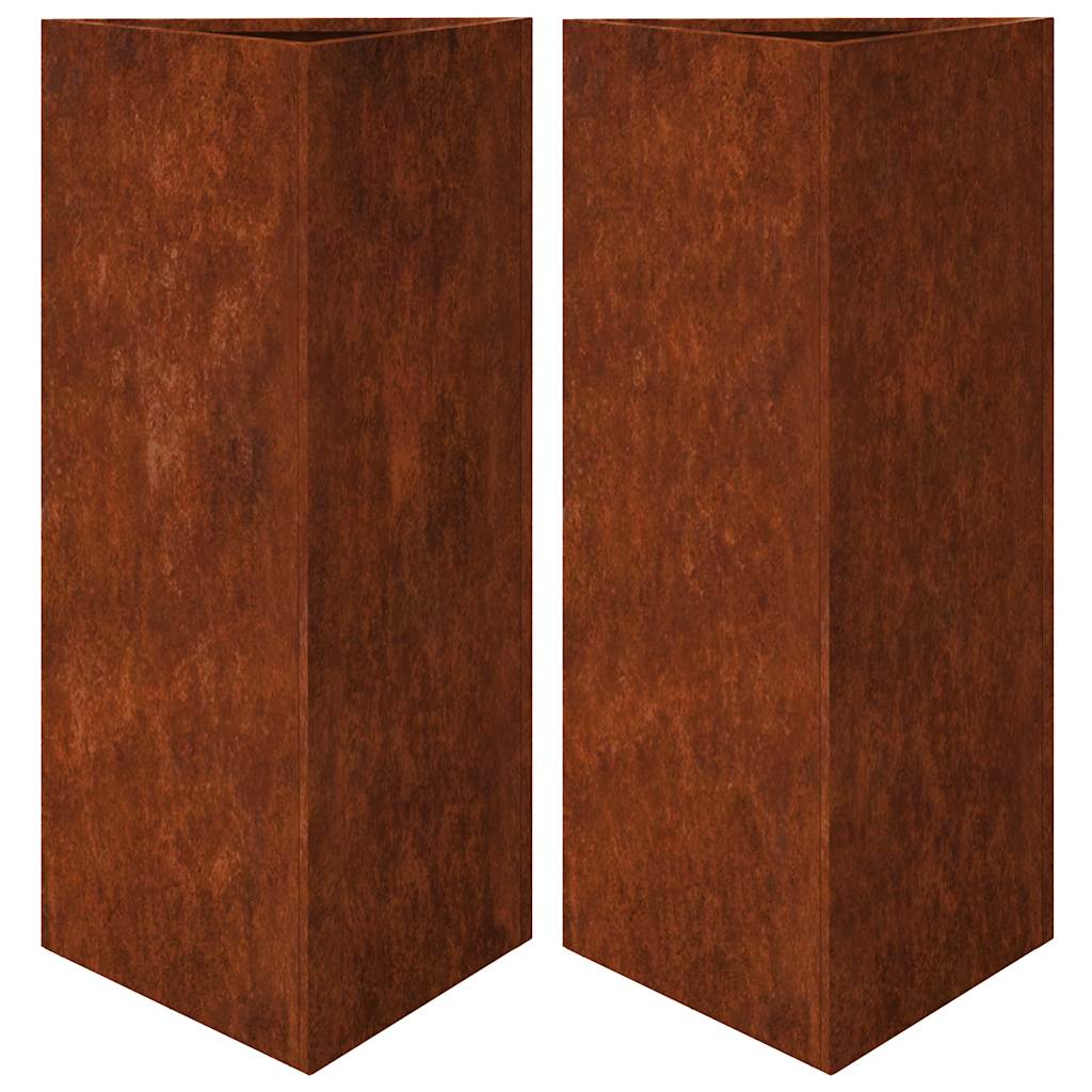 Garden Planters 2 pcs Triangular 40x34.5x75 cm Weathering Steel