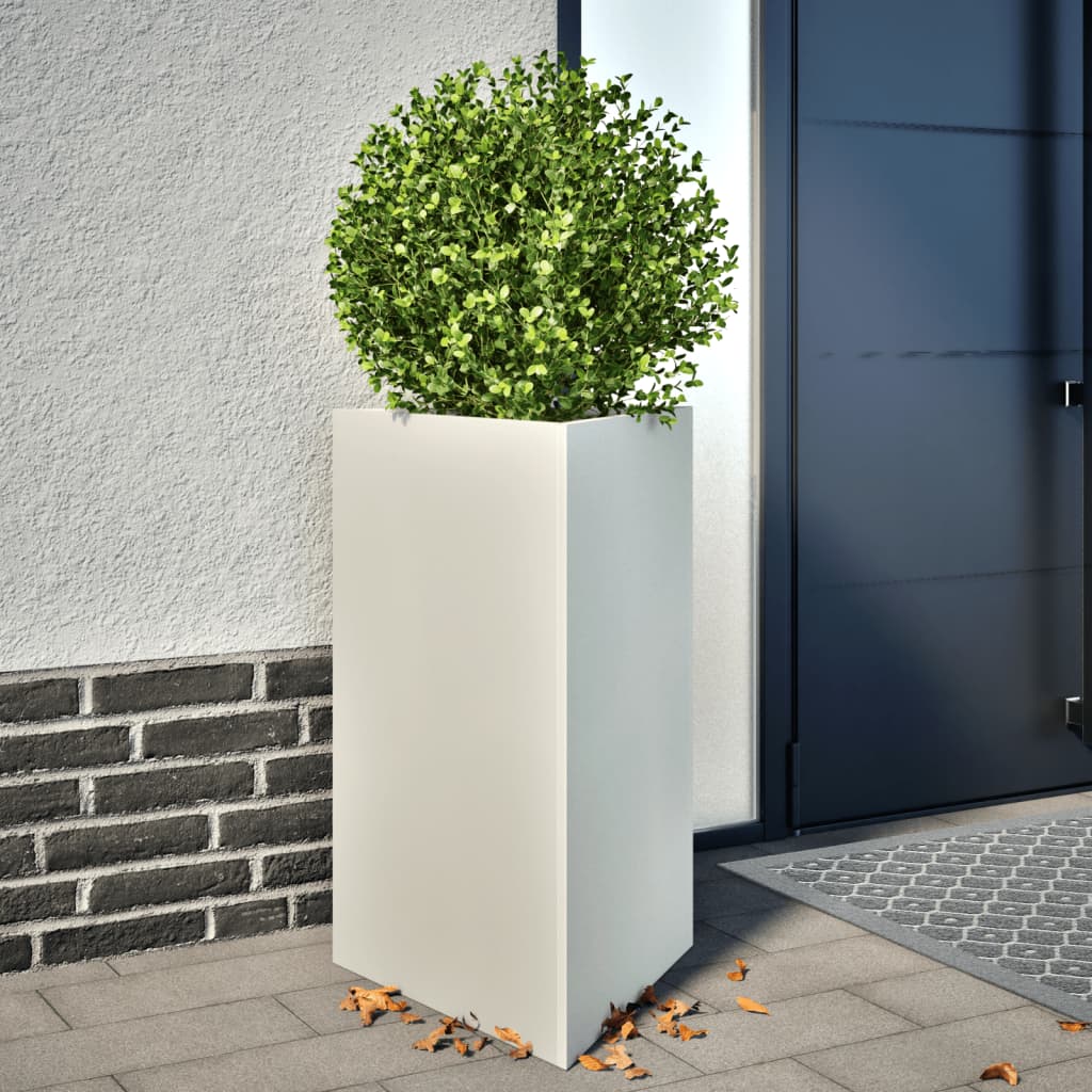 vidaXL Garden Planters 2 pcs White Triangular 50x43x75 cm Steel