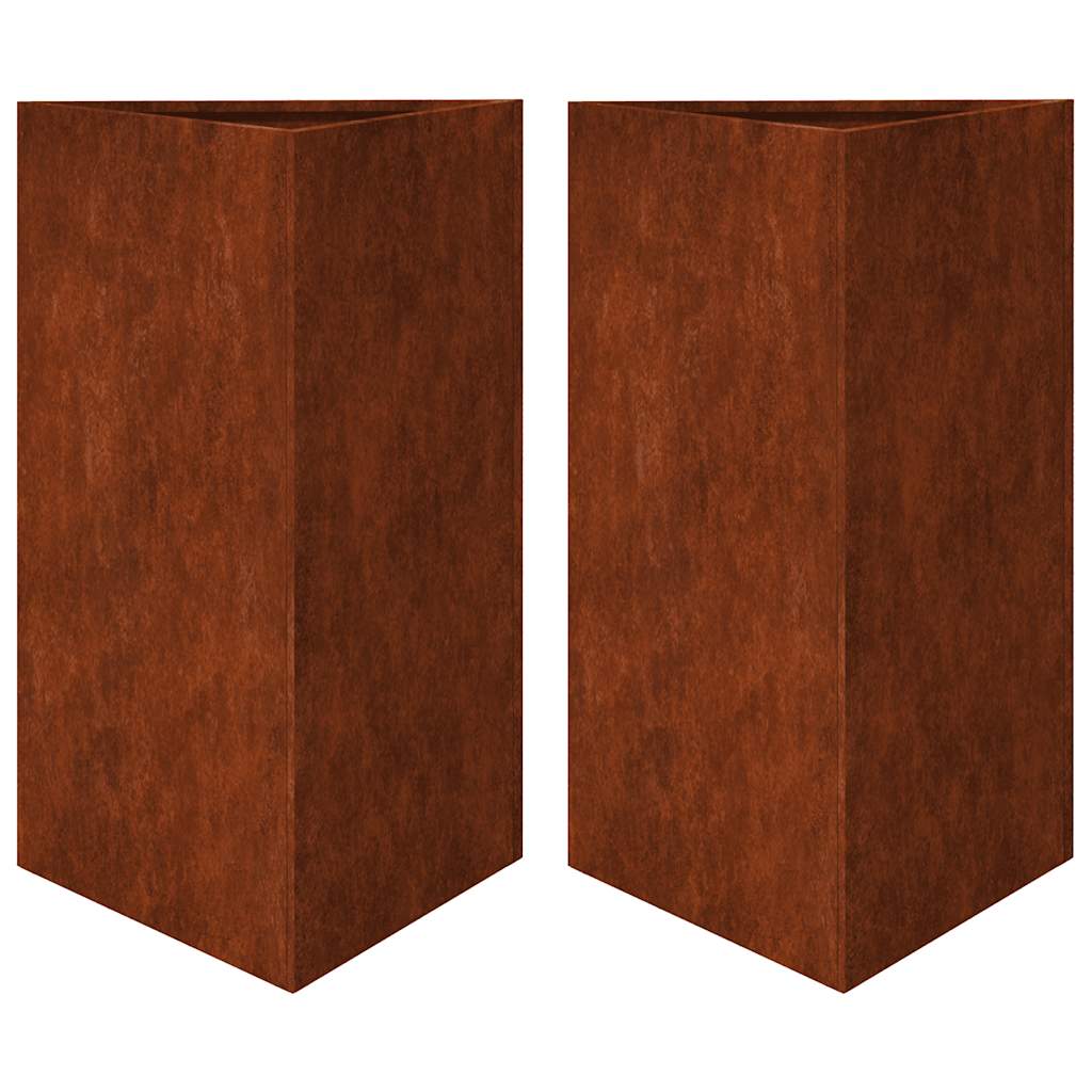 Garden Planters 2 pcs Triangular 50x43x75 cm Weathering Steel