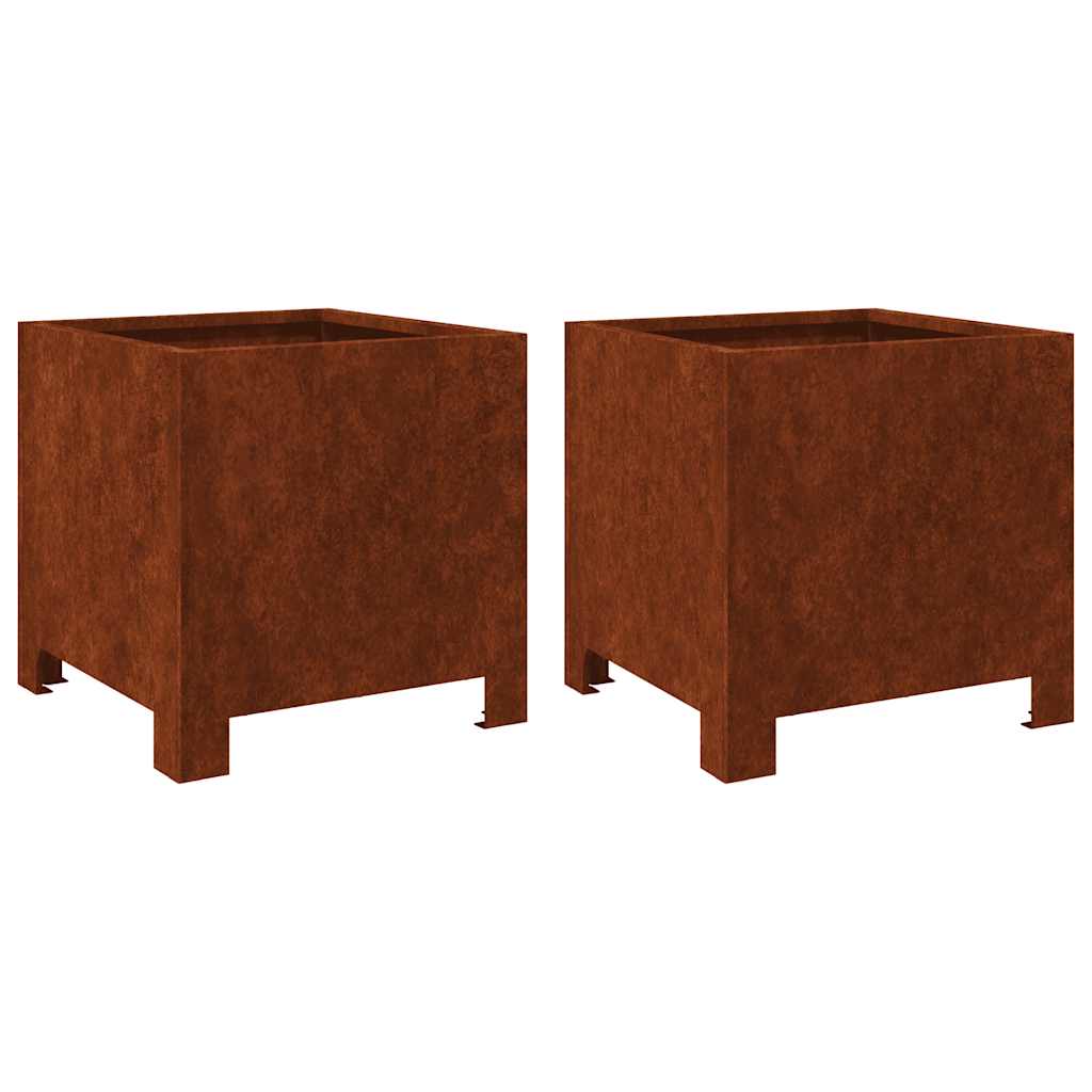 Garden Planters 2 pcs 30x30x30 cm Weathering Steel