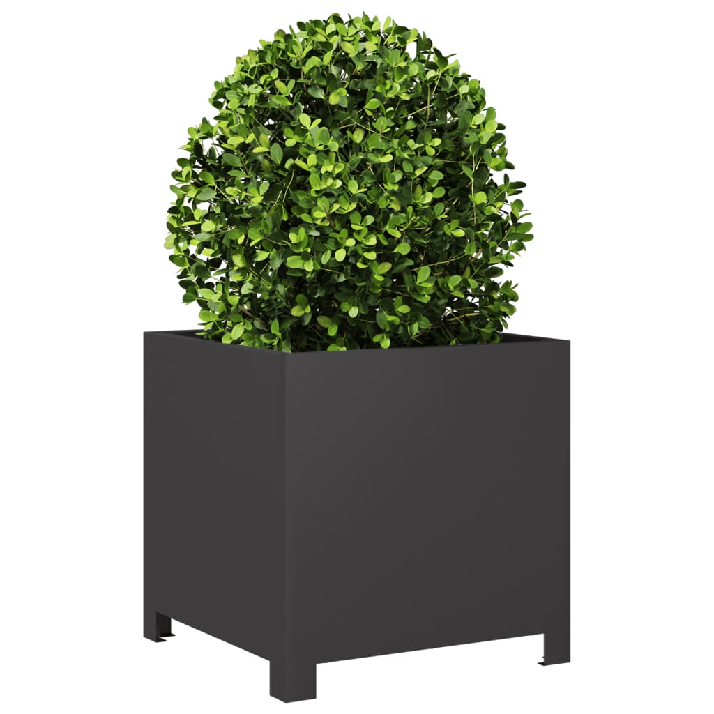 vidaXL Garden Planters 2 pcs Black 40x40x40 cm Steel