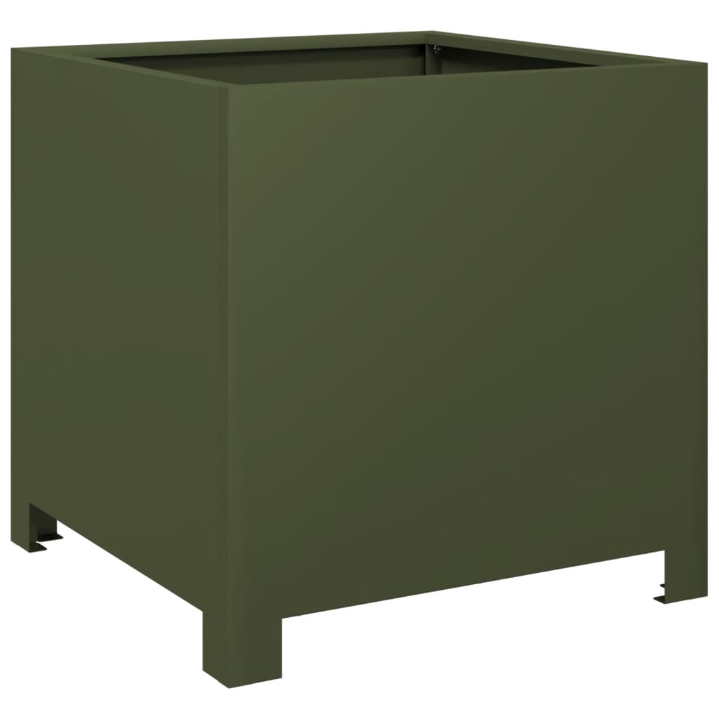 vidaXL Garden Planters 2 pcs Olive Green 40x40x40 cm Steel