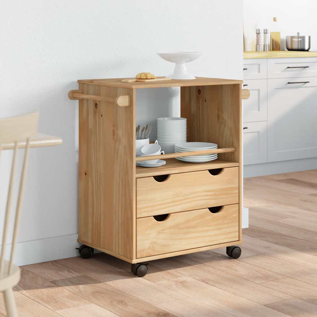 vidaXL Kitchen Trolley OTTA 59x45x80 cm Solid Wood Pine