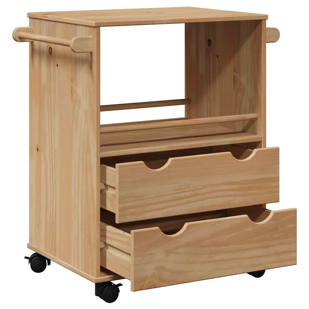 vidaXL Kitchen Trolley OTTA 59x45x80 cm Solid Wood Pine