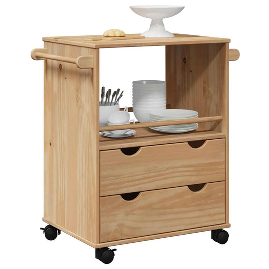 vidaXL Kitchen Trolley OTTA 59x45x80 cm Solid Wood Pine
