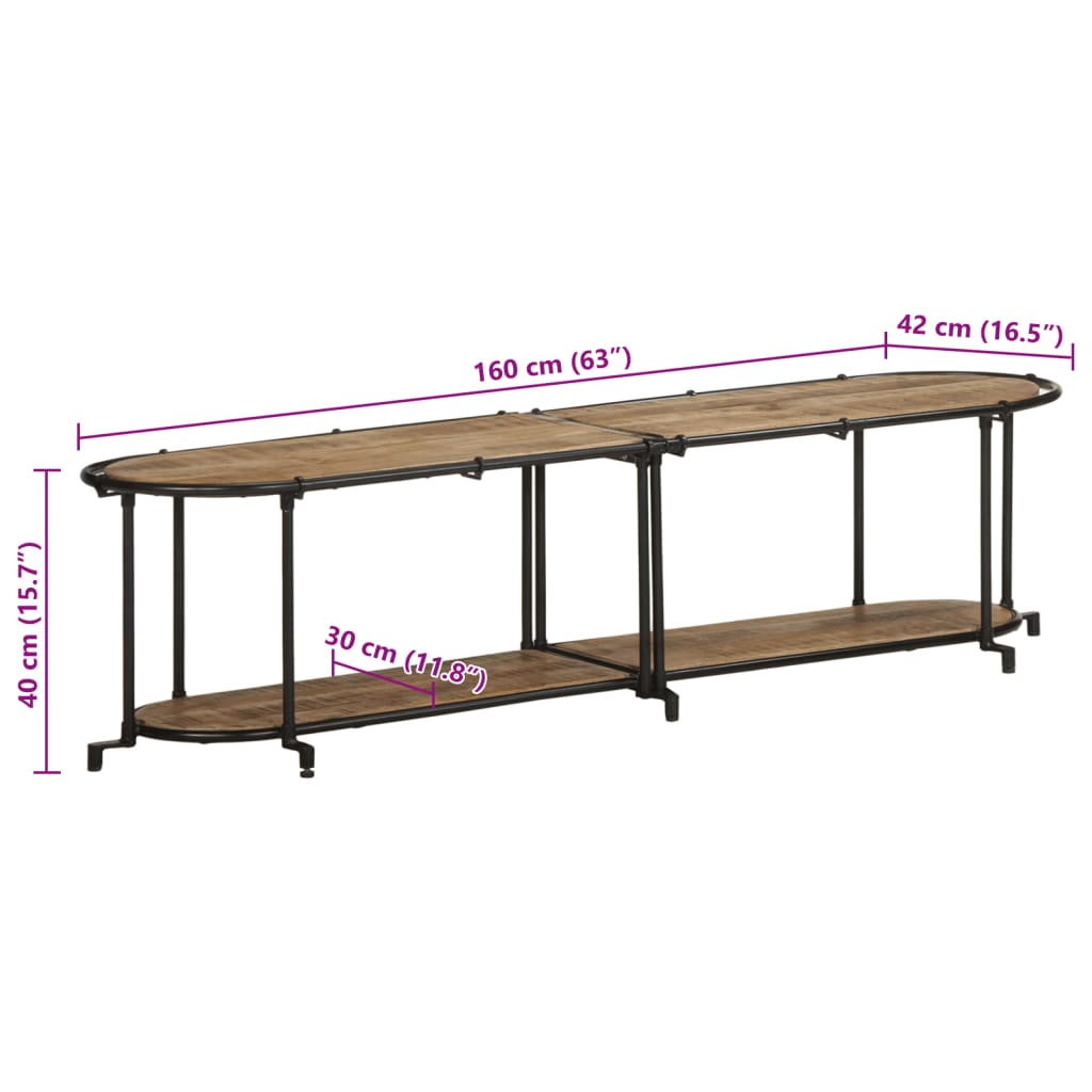 TV Cabinet 160x42x40 cm Solid Wood Rough Mango