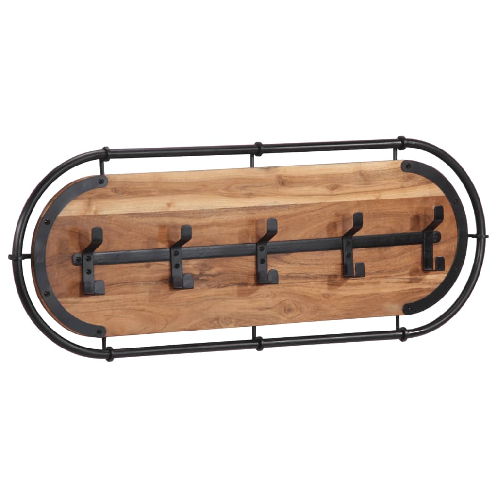 vidaXL Wall-mounted Coat Rack with 5 Hooks Solid Wood Acacia