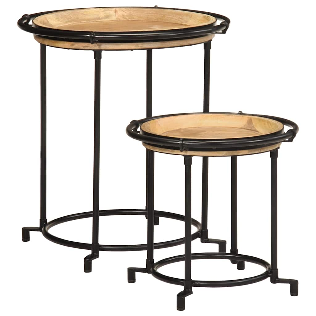 vidaXL 2 Piece Side Table Set Solid Wood Mango