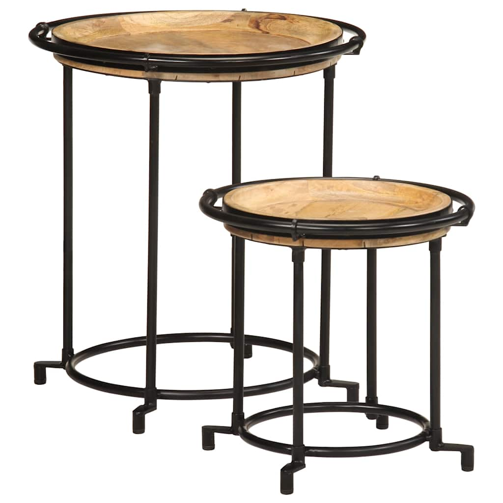 vidaXL 2 Piece Side Table Set Solid Wood Mango