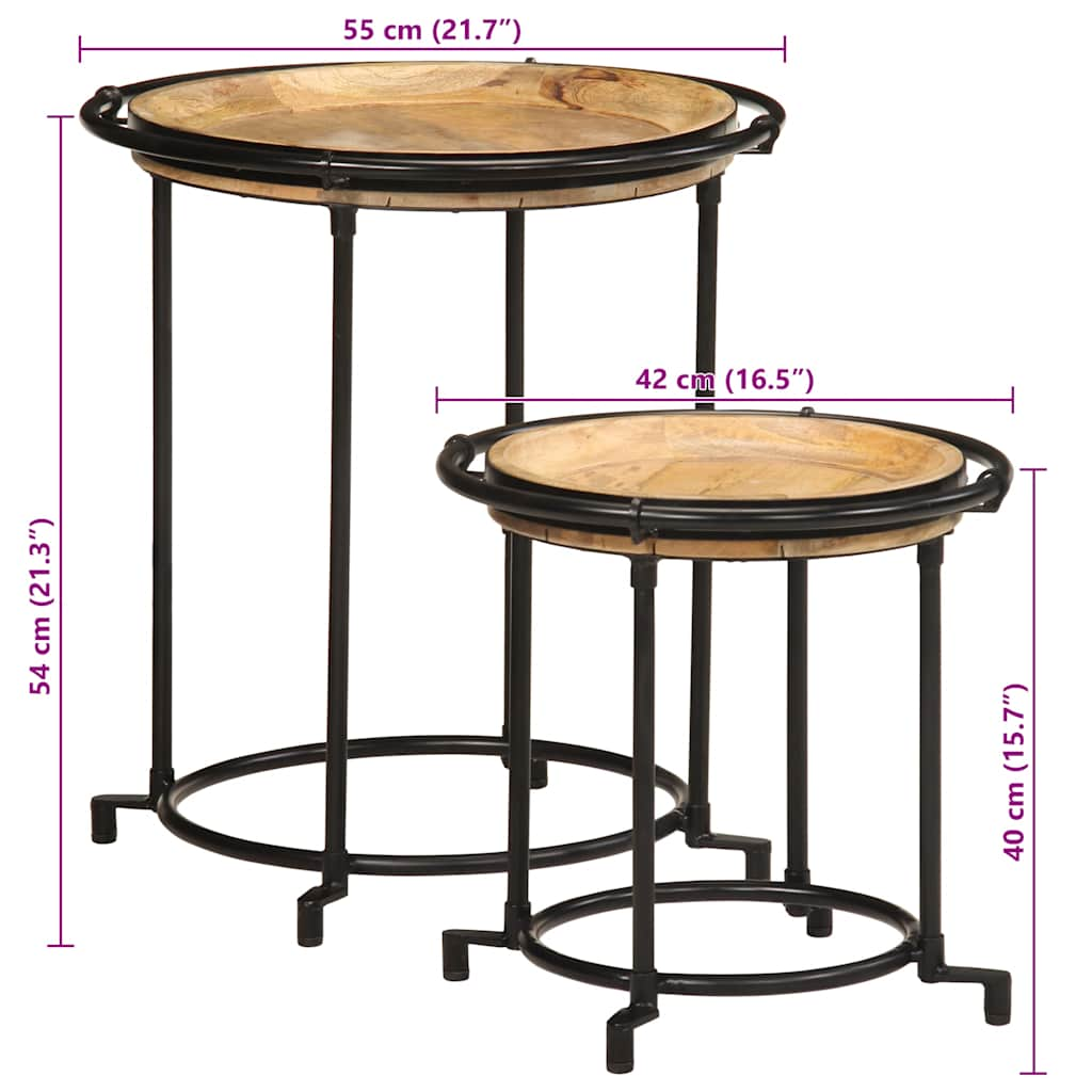 vidaXL 2 Piece Side Table Set Solid Wood Mango