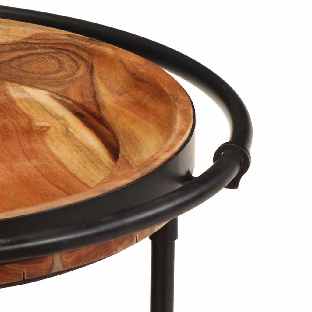 2 Piece Side Table Set Solid Wood Acacia