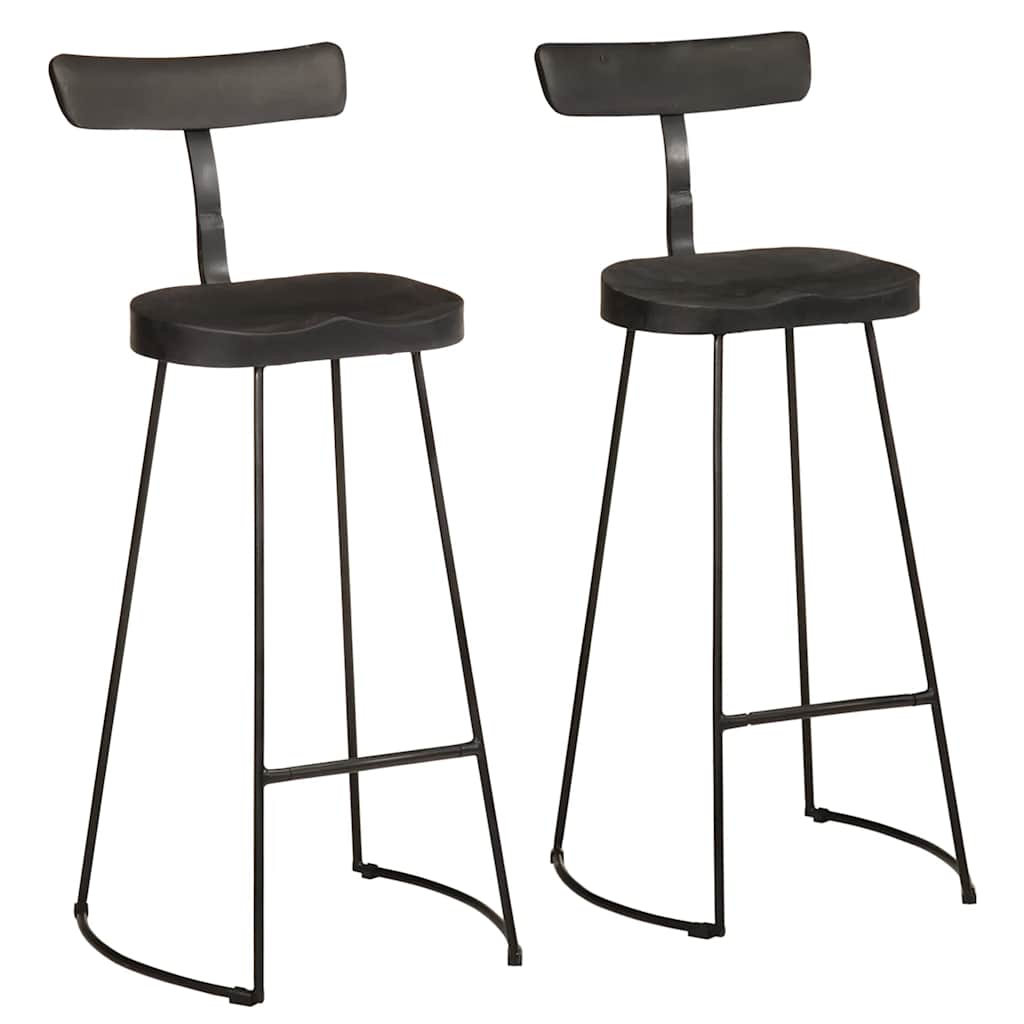 vidaXL Bar Stools 2 pcs Black 49x43x103 cm Solid Wood Mango